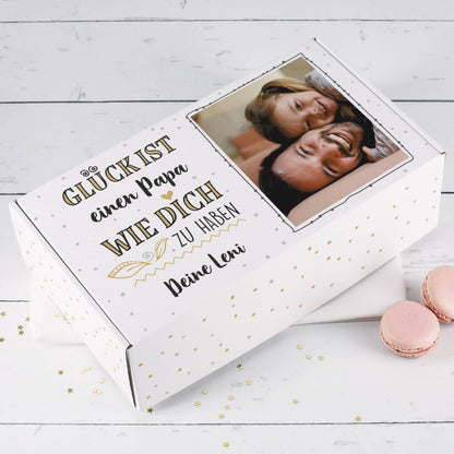 Glück ist... Geschenkbox mit Foto und Wunschtext zum Vatertag