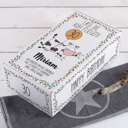 Lass die Kuh fliegen! - Geschenkverpackung zum Geburtstag