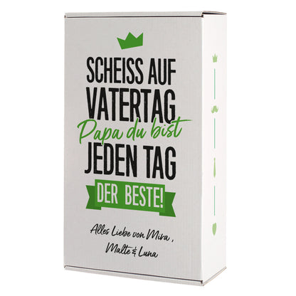 Scheiß auf Vatertag Papa, du bist jeden Tag der Beste! - Geschenkbox mit Wunschtext