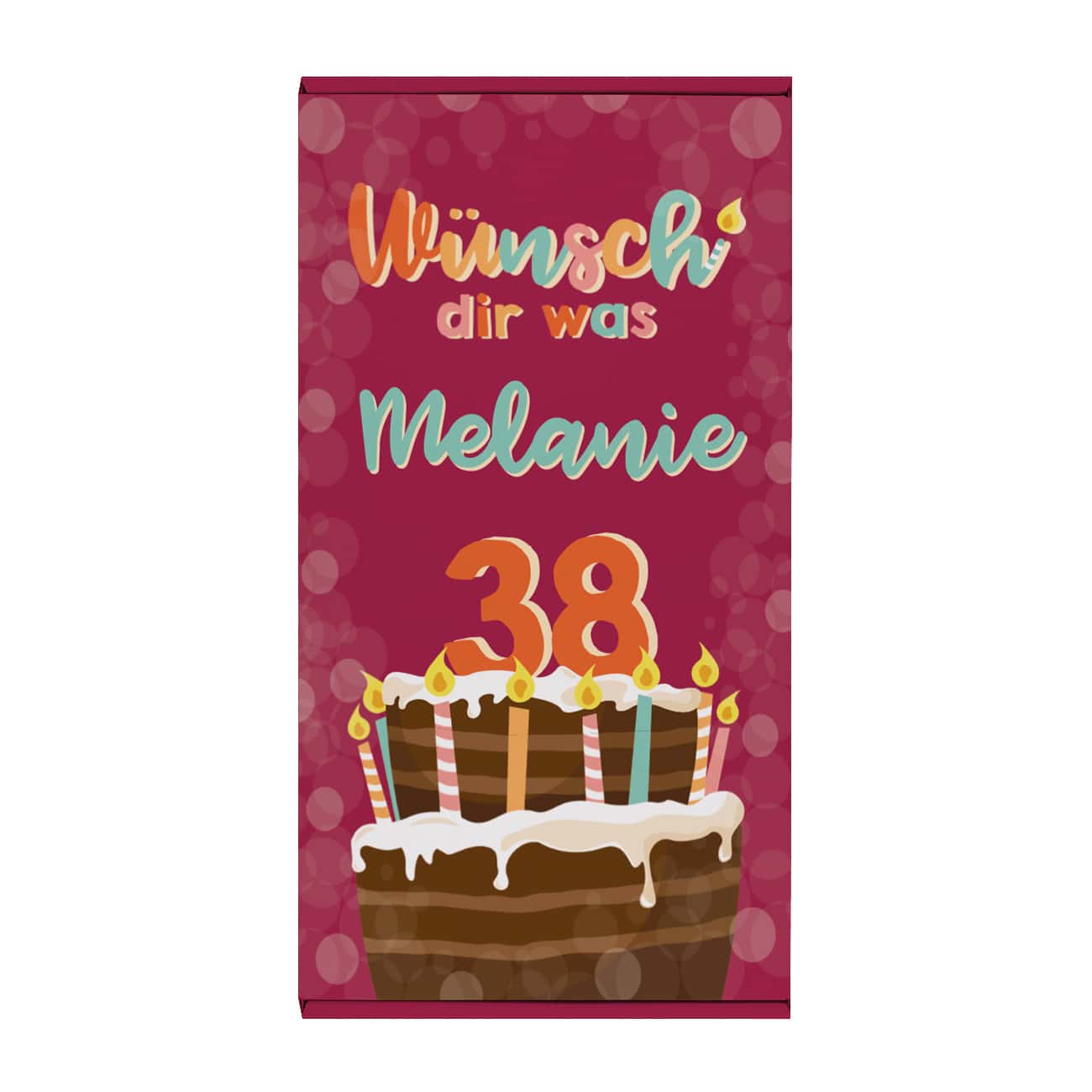 Wünsch' dir was - Geschenkverpackung mit Geburtstagstorte, Name und großen Alter