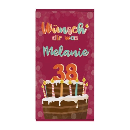 Wünsch' dir was - Geschenkverpackung mit Geburtstagstorte, Name und großen Alter