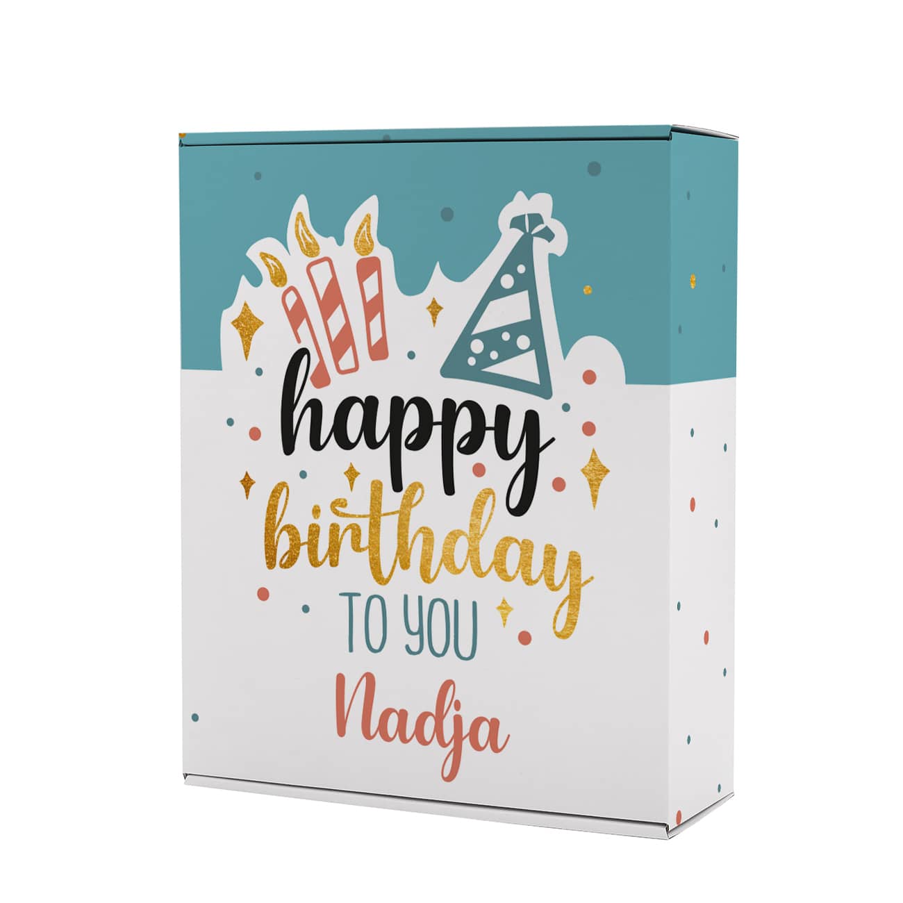 Großer Geschenkkarton zum Geburtstag mit Ihrem Wunschnamen gestaltet