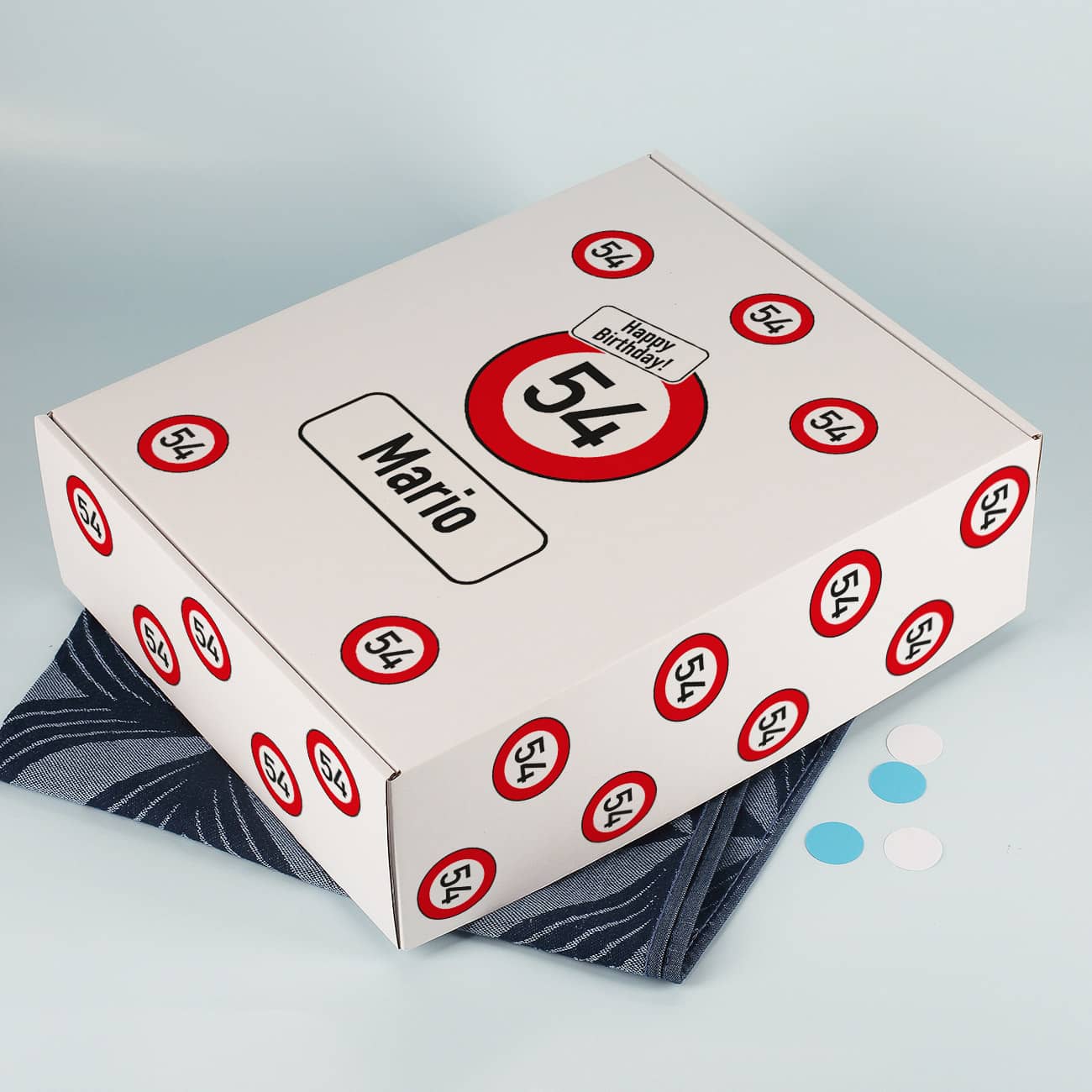 Bedruckte Geschenkbox XL mit Verkehrszeichen