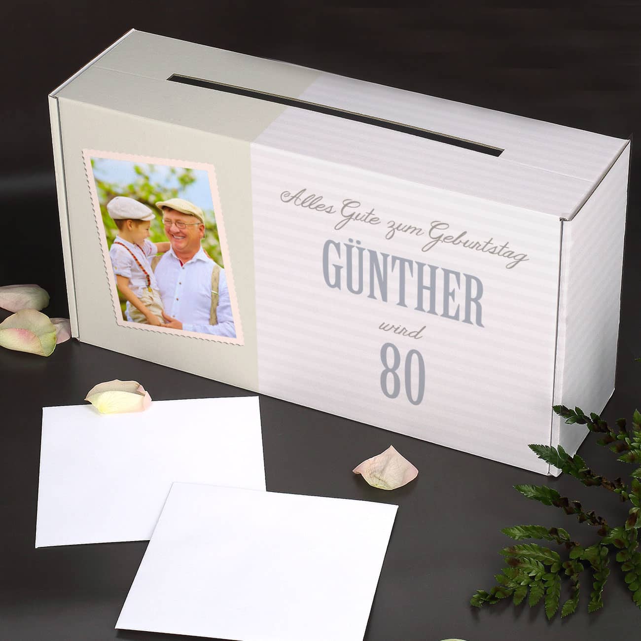 Personalisierbare Box für Glückwunschkarten