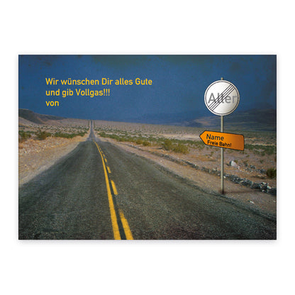 Geburtstagspostkarte mit Namen und Alter