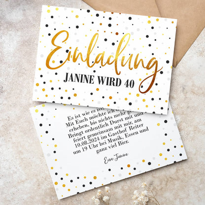 Einladungskarte zum Geburtstag mit personalisiertem Aufdruck