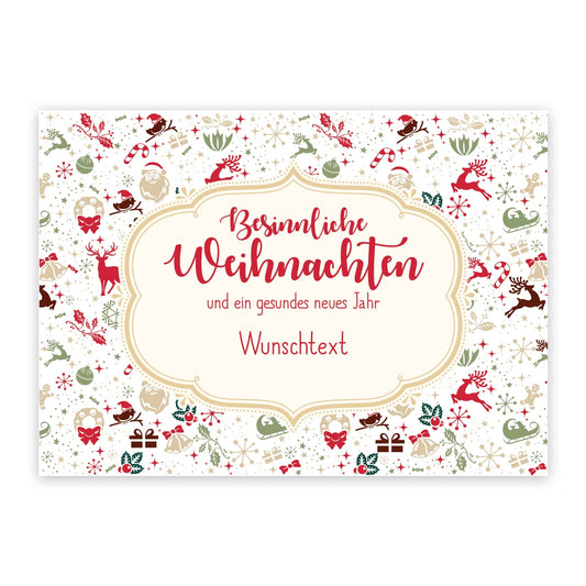 Besinnliche Weihnachten und ein gesundes neues Jahr Postkarte mit Wunschtext