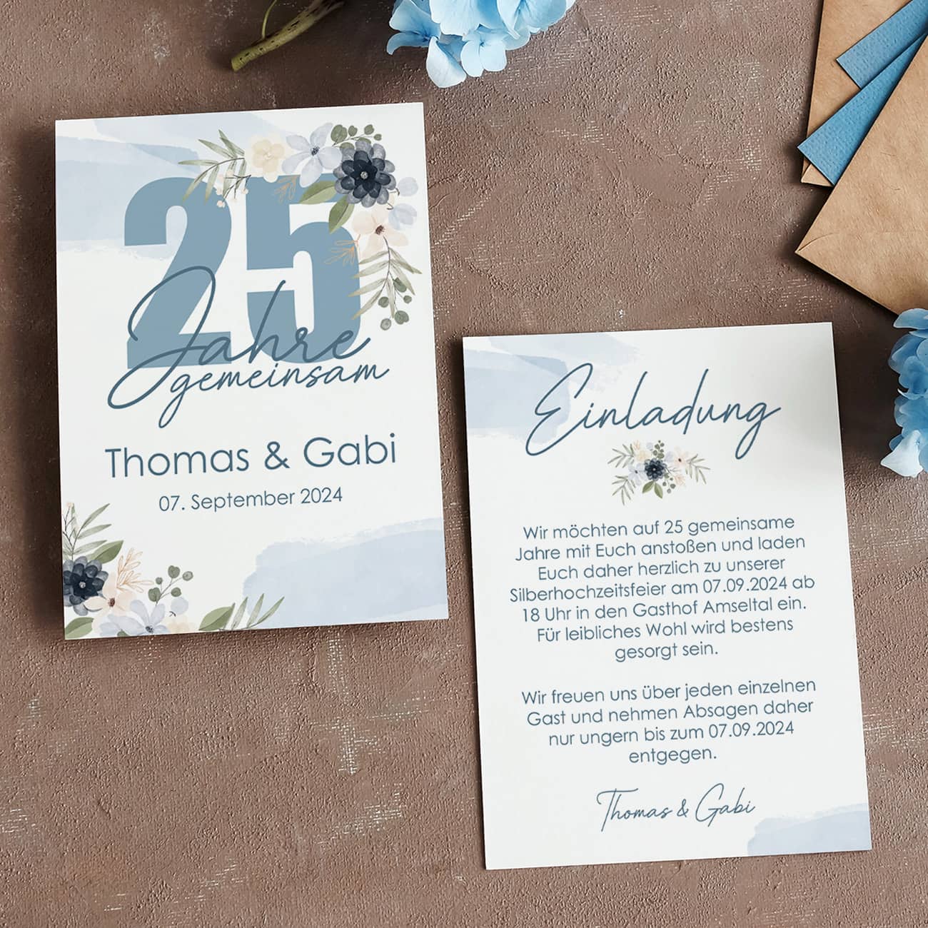 Einladungskarte Silberhochzeit mit Personalisierung