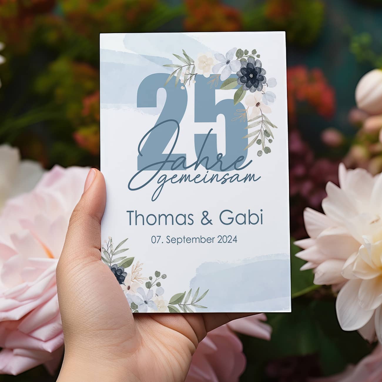 Einladungskarte Silberhochzeit mit Namen & Datum bedruckt