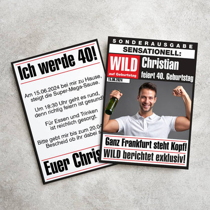 Lustige Einladung zum Geburtstag personalisiert mit Foto & Text