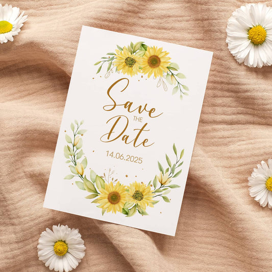 Mit Sonnenblumen Motiv gestaltet