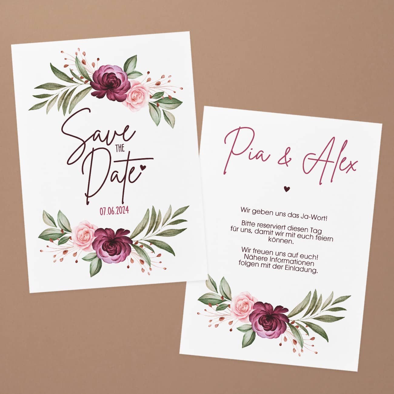 Save the Date Karte mit Datum, Text & Namen personalisiert