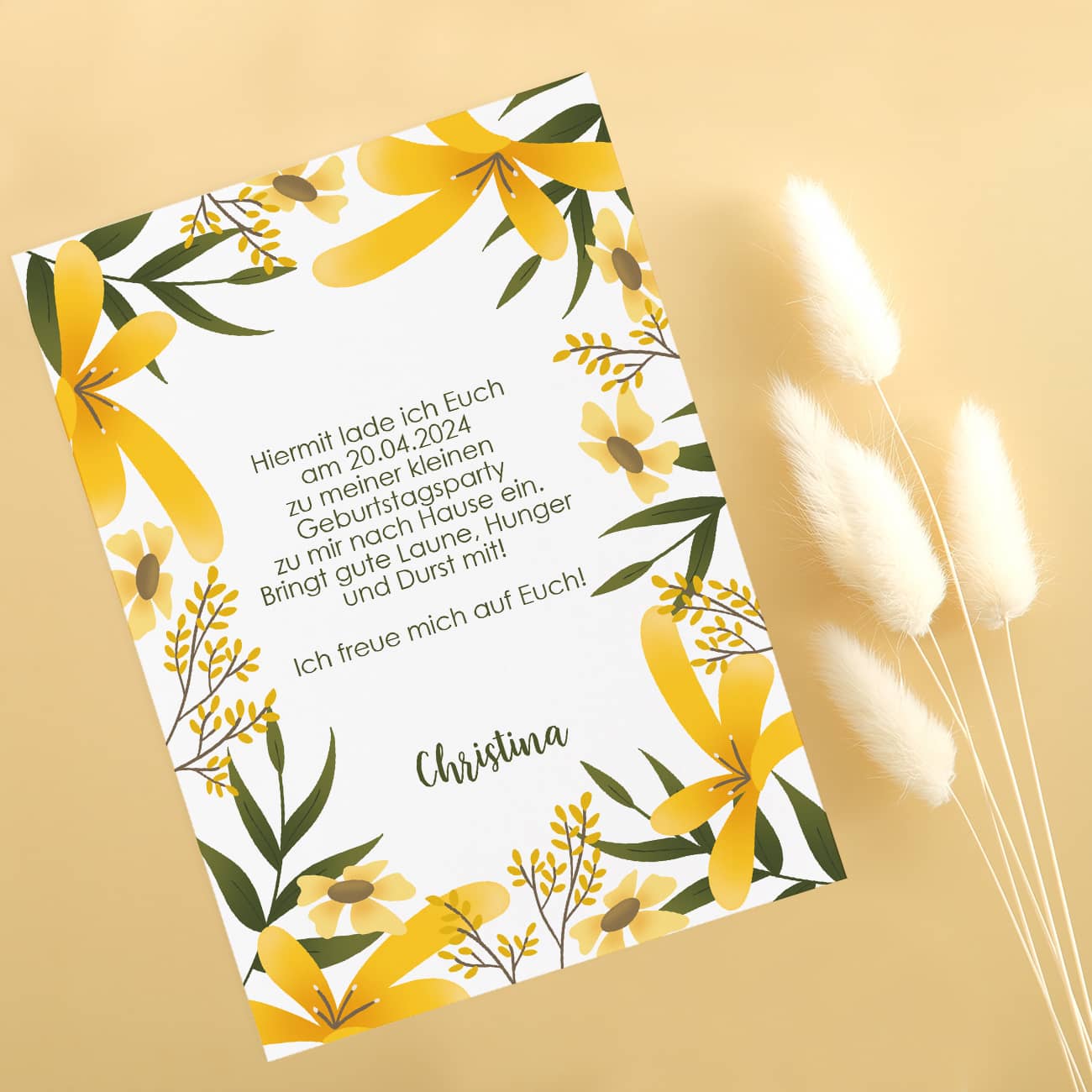 Rückseite mit Einladungstext nach Wunsch