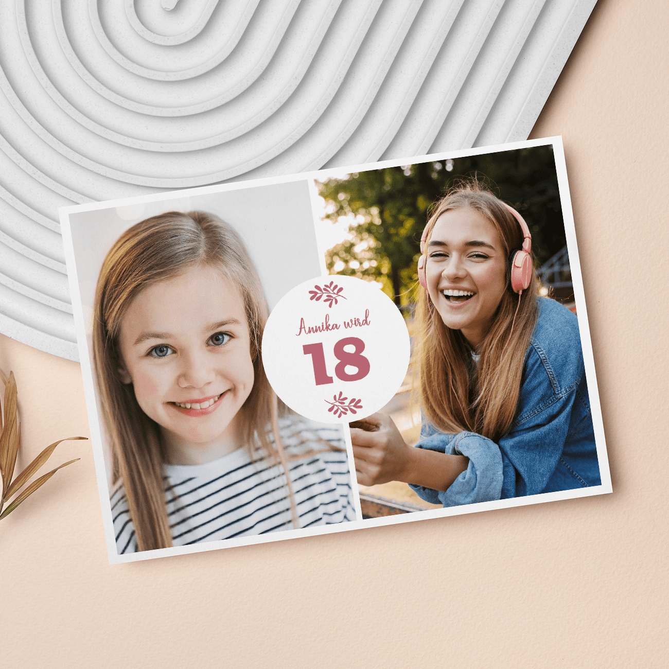 Mit zwei Fotos und Alter nach Wunsch personalisiert