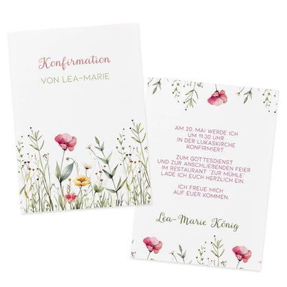 Einladungskarte - Wildblumen - zur Konfirmation
