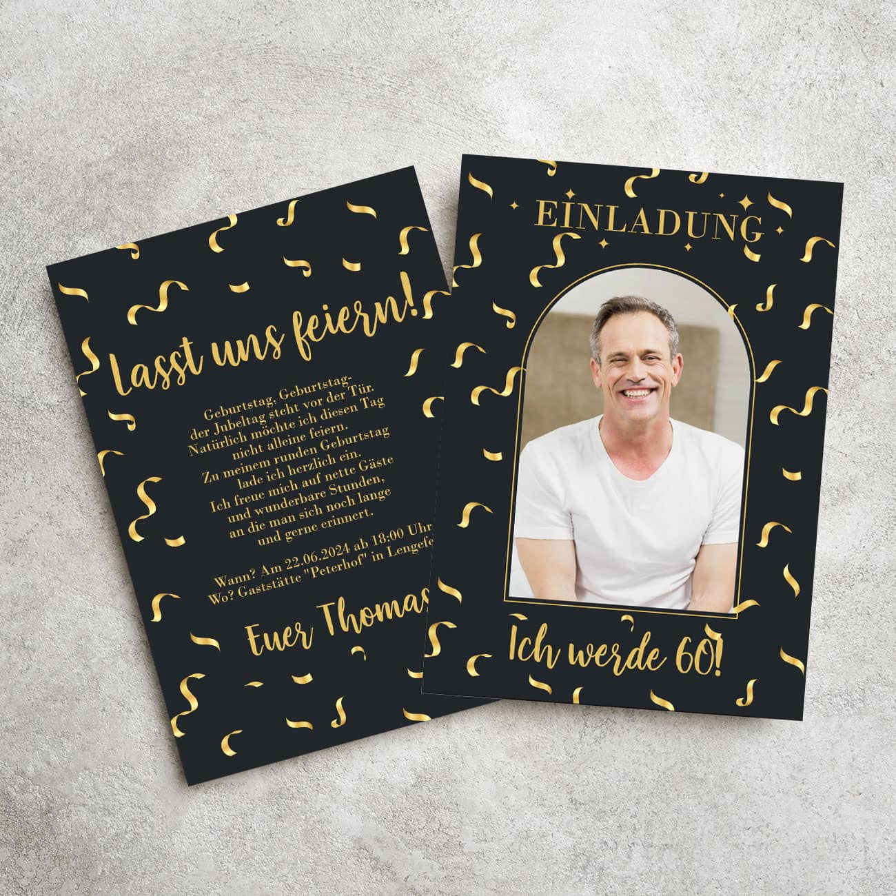 Einladung zum Geburtstag im Postkartenformat beidseitig bedruckt & personalisiert