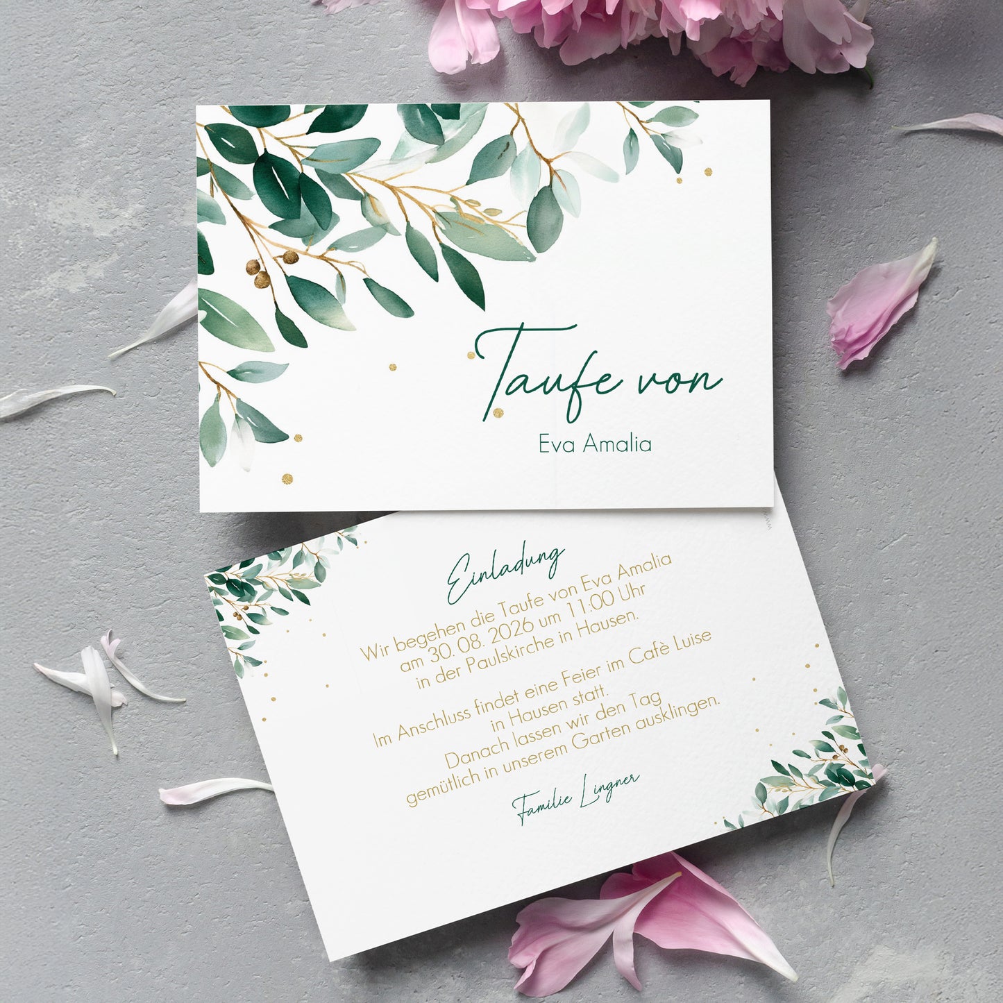 Karte zum Selbstgestalten mit Eukalyptus-Motiv für jeden Anlass