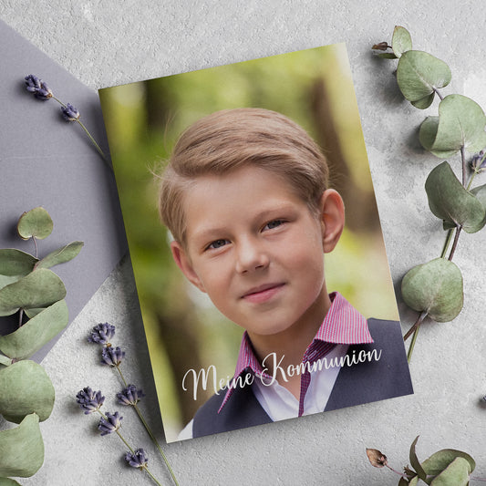 Einladungskarte zur Konfirmation, Kommunion, Taufe mit Foto & Wunschdaten | Danksagung