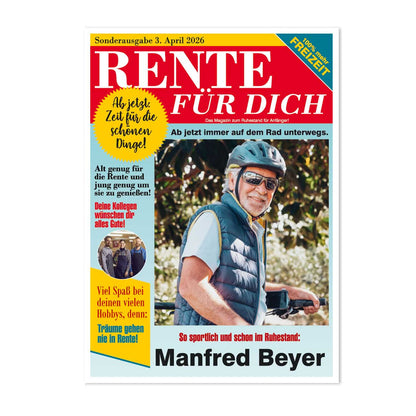 XXL Klappkarte in Zeitungsform mit Ihren Fotos und Texten zur Rente