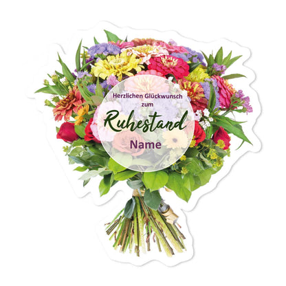 XXL Blumenstraußkarte mit Name zum Ruhestand