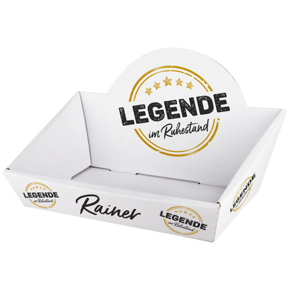 Bedruckter Geschenkkorb zur Rente