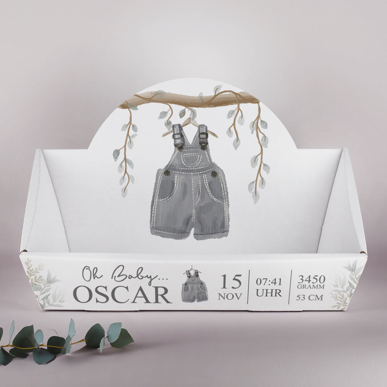 Bedruckter Geschenkkorb aus Pappe