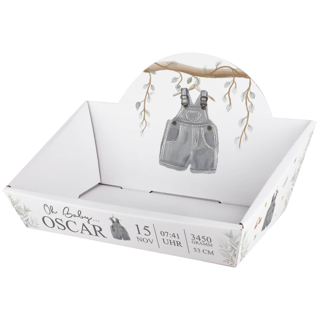 Bedruckter Geschenkkorb aus Pappe