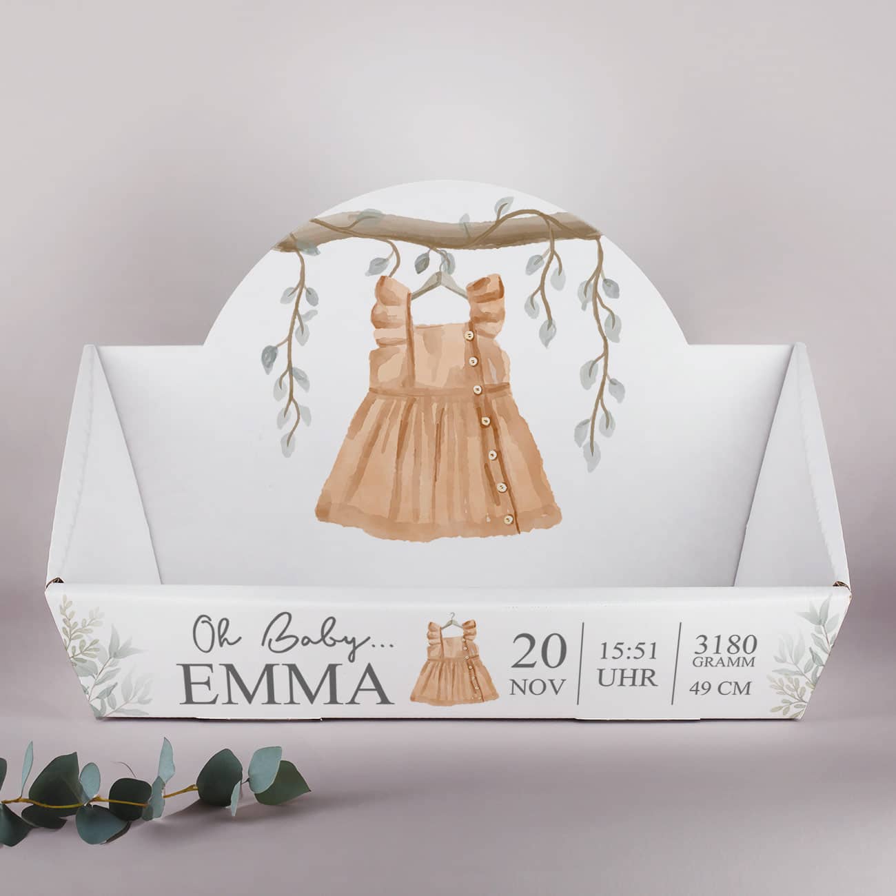 Bedruckter Geschenkkorb aus Pappe