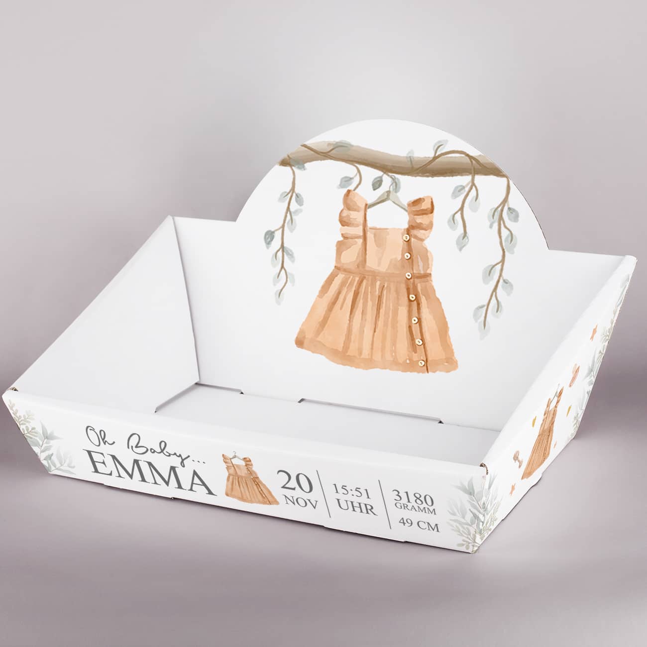 Bedruckter Geschenkkorb aus Pappe