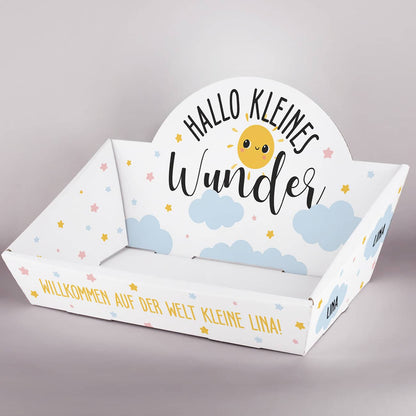 Kleiner Geschenkkorb zur Geburt mit Personalisierung