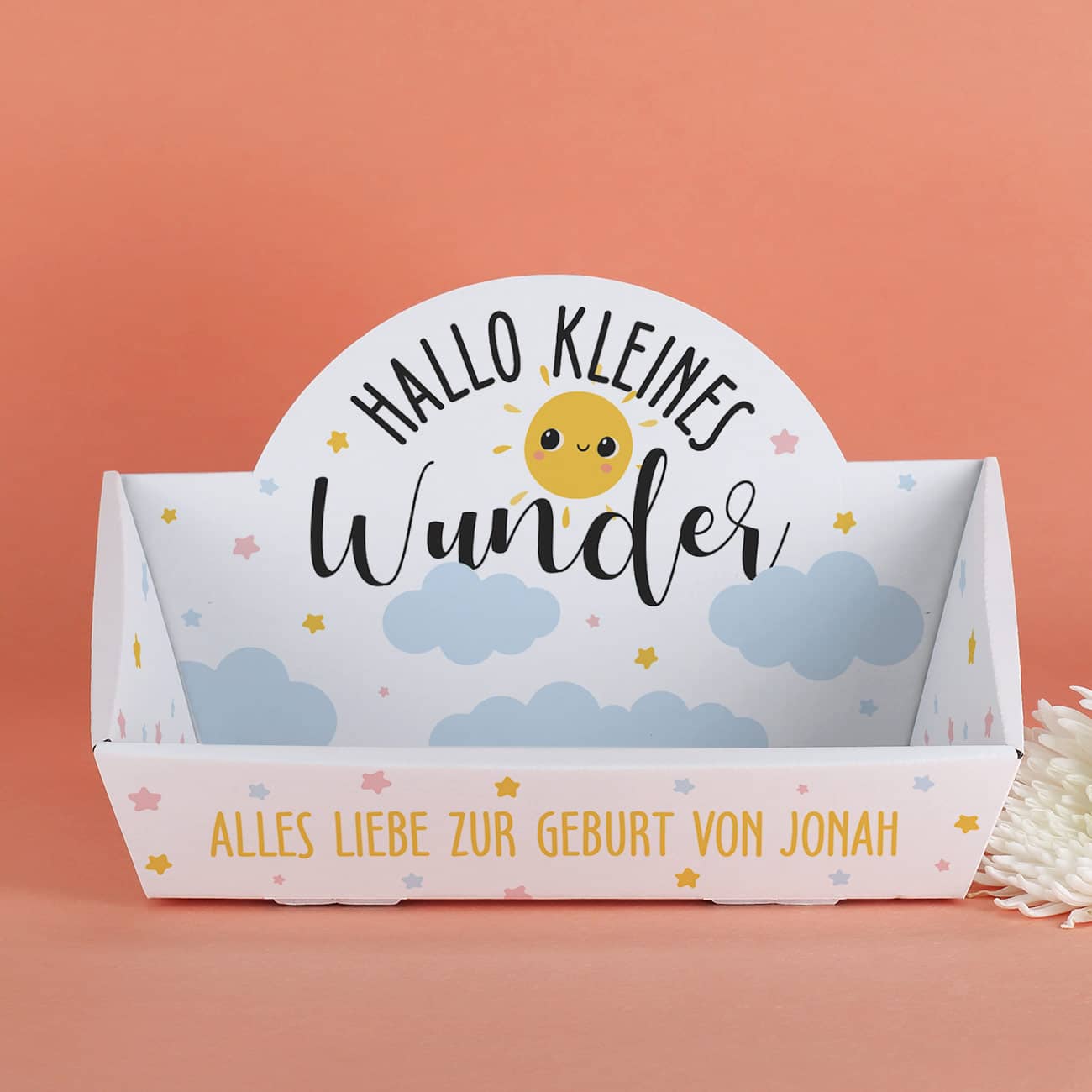 Geschenkkorb "Hallo kleines Wunder" mit Name & Text personalisiert