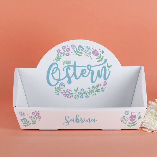 Personalisierter Osternest-Geschenkkorb mit Namen | Frohe Ostern Motiv