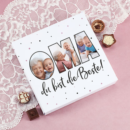 Oma du bist die Beste Pralinenbox mit Fotos