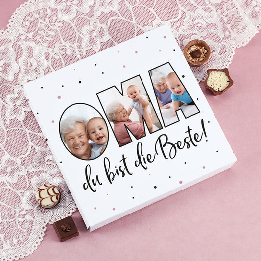 Oma du bist die Beste Pralinenbox mit Fotos