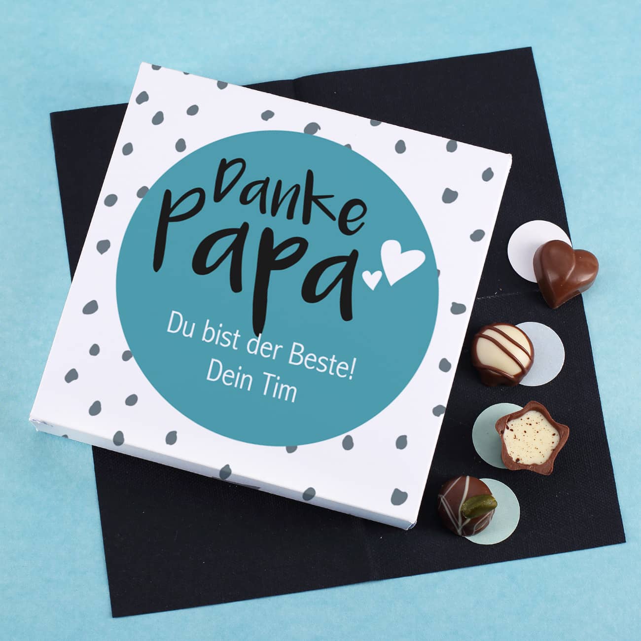 Pralinen für Papa mit Text