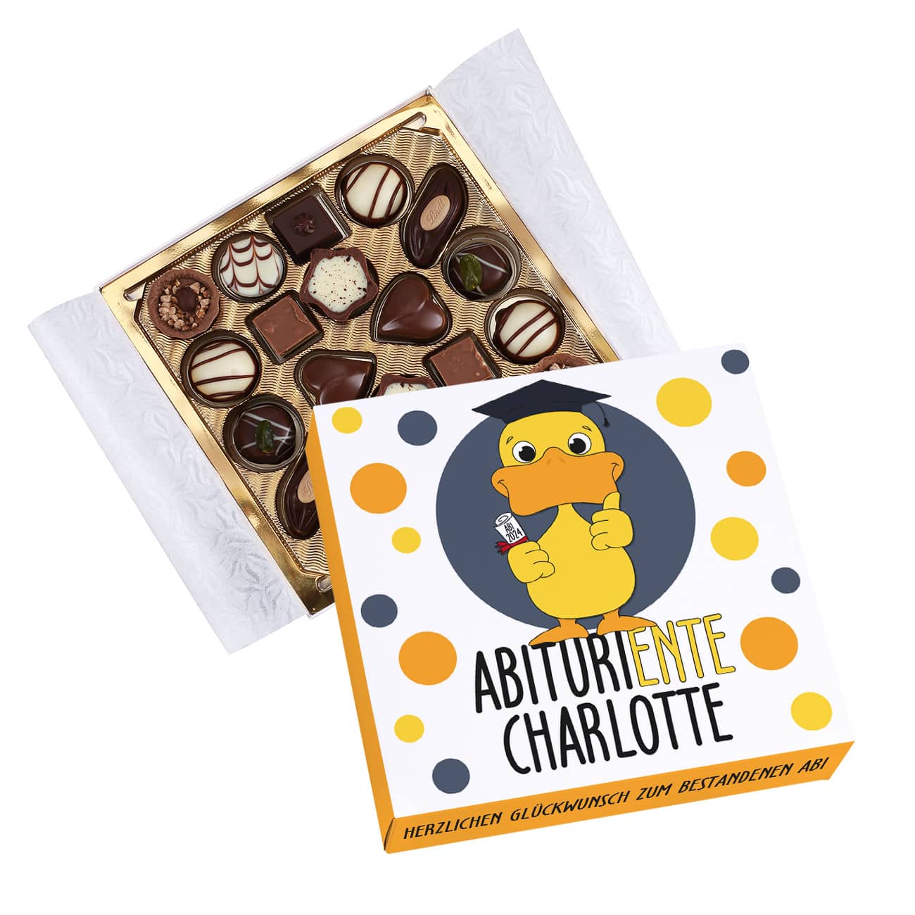 Lindt Pralinen mit AbituriENTE Motiv