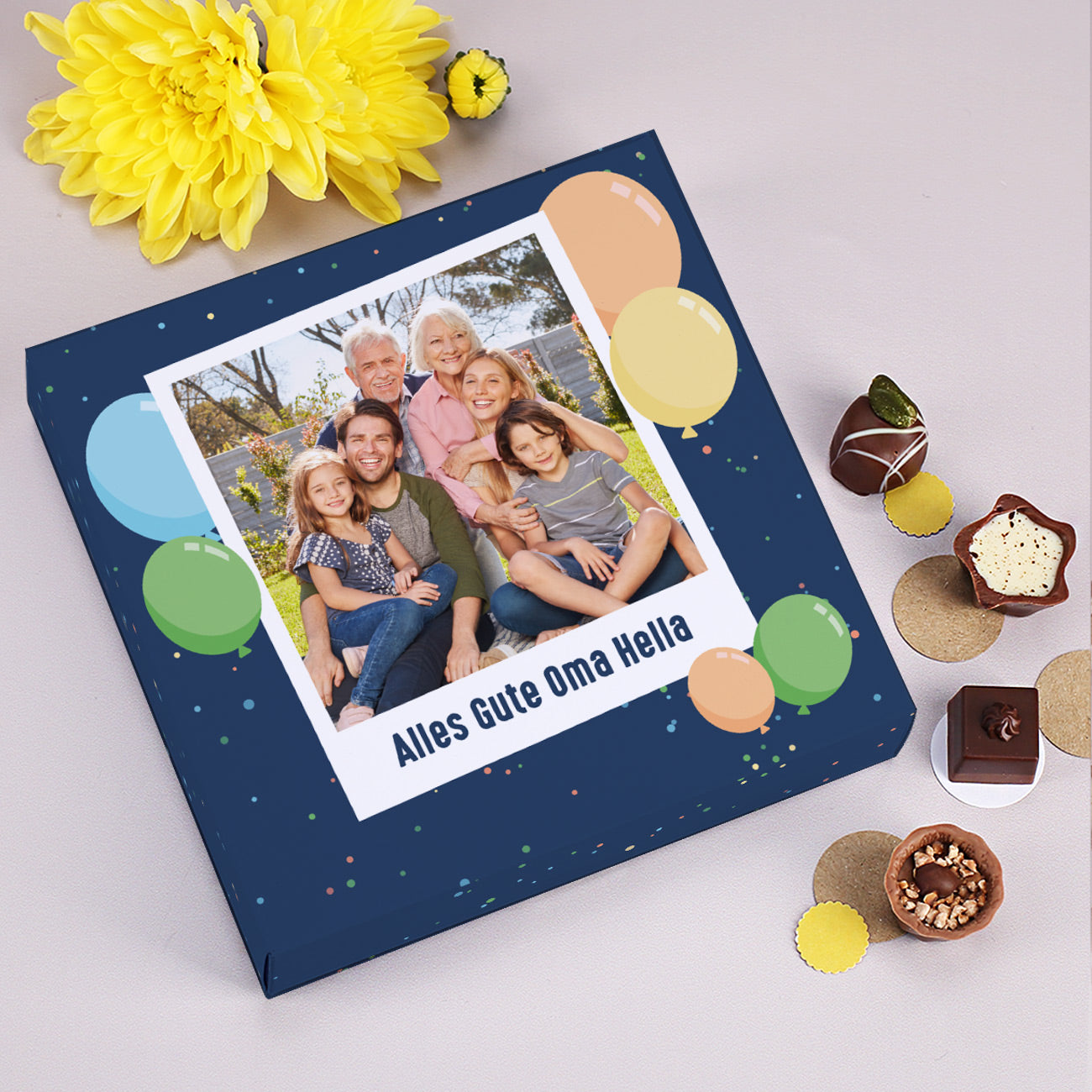 Lindt Pralinen zum Geburtstag mit Foto und Text personalisiert