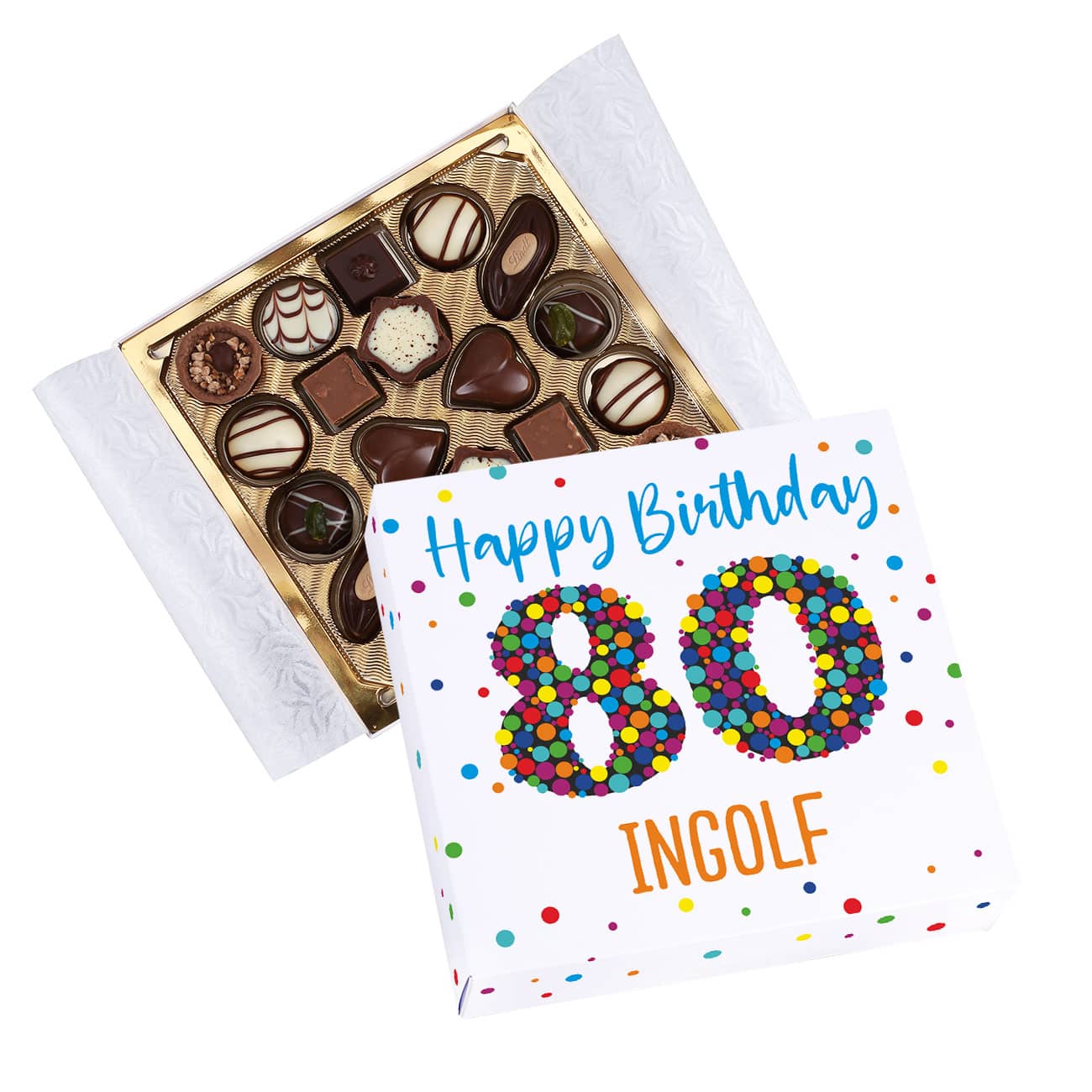 Personalisierte Pralinen zum 80. Geburtstag
