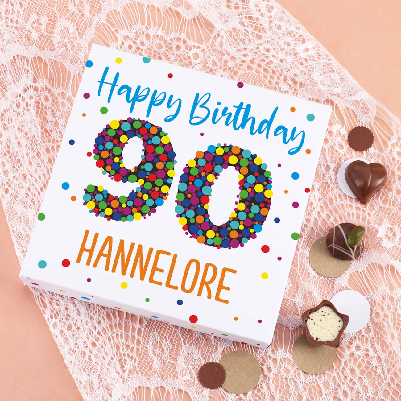 Lindt Pralinen in personalisierter Verpackung zum 90. Geburtstag