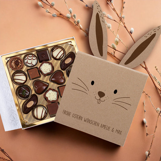 Lindt-Pralinen in niedlicher Hasen-Banderole