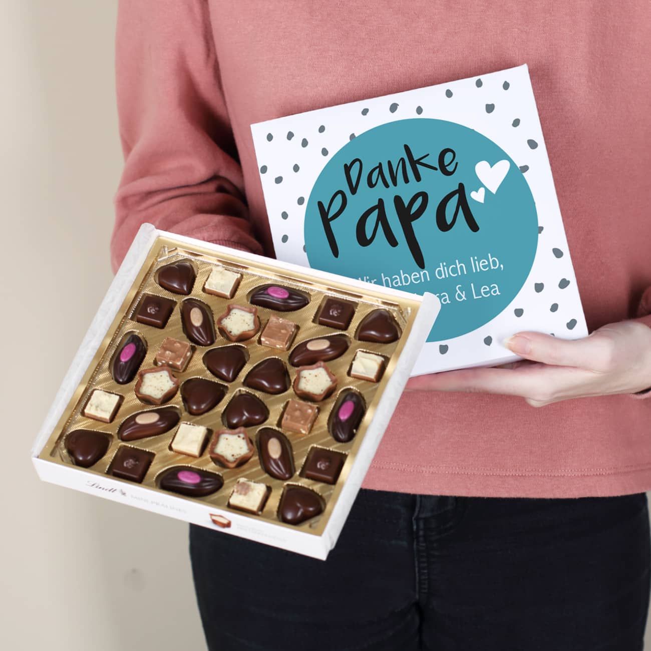 Leckere Lindt Pralinen als Dankeschön für Papas