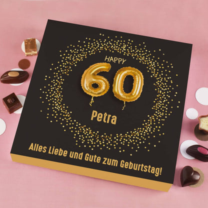 Happy 60 Lindt Pralinen mit Name und Wunschtext