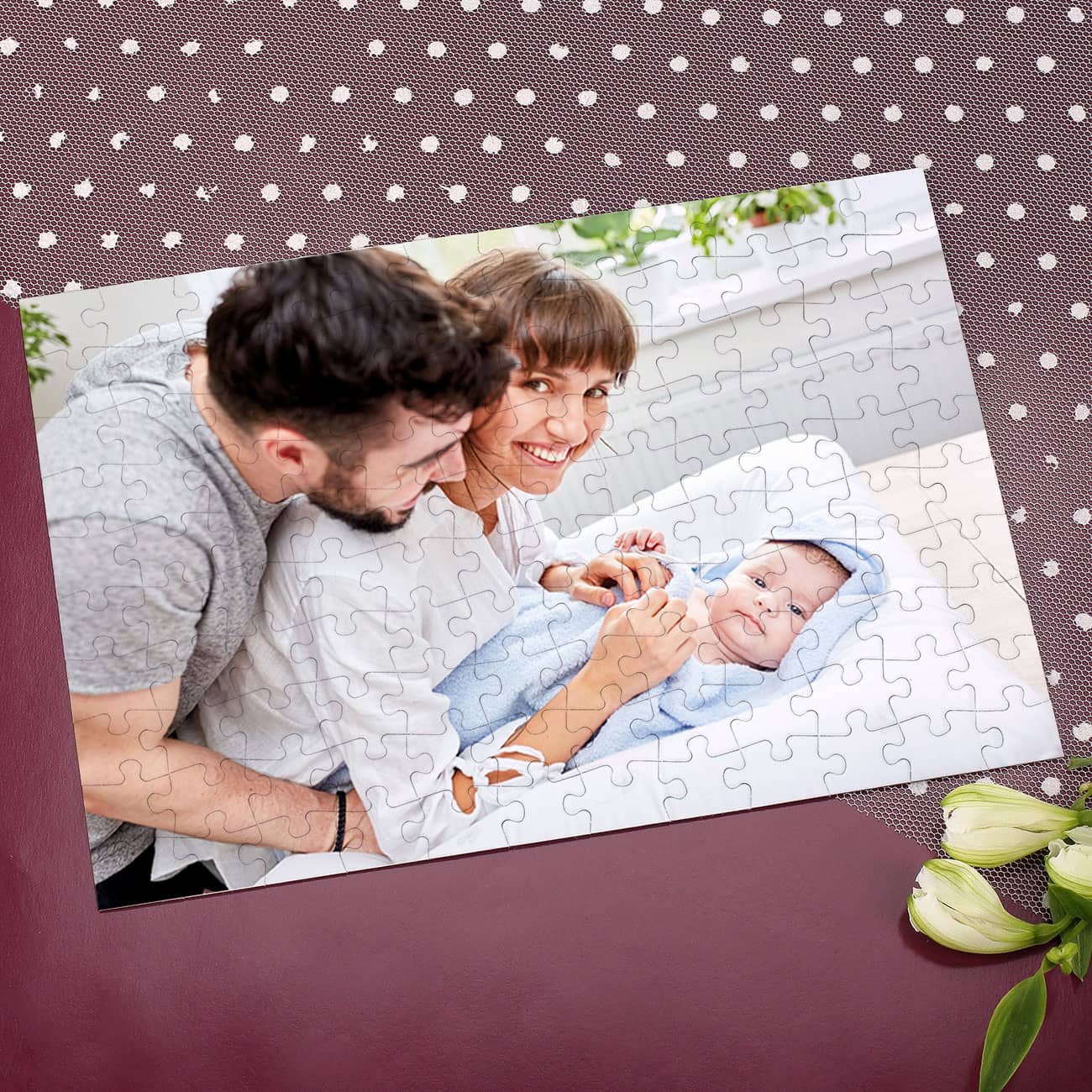 Fotopuzzle zum Muttertag oder Vatertag mit süßem Babybild