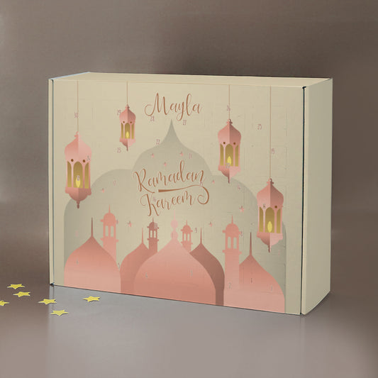 Ramadan Kalender für Mädchen mit Name zum selbst Befüllen | Türme und Laternen