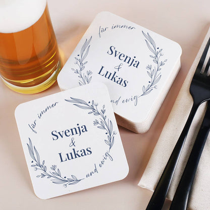 30 Pappuntersetzer gestaltet mit Namen als Motiv