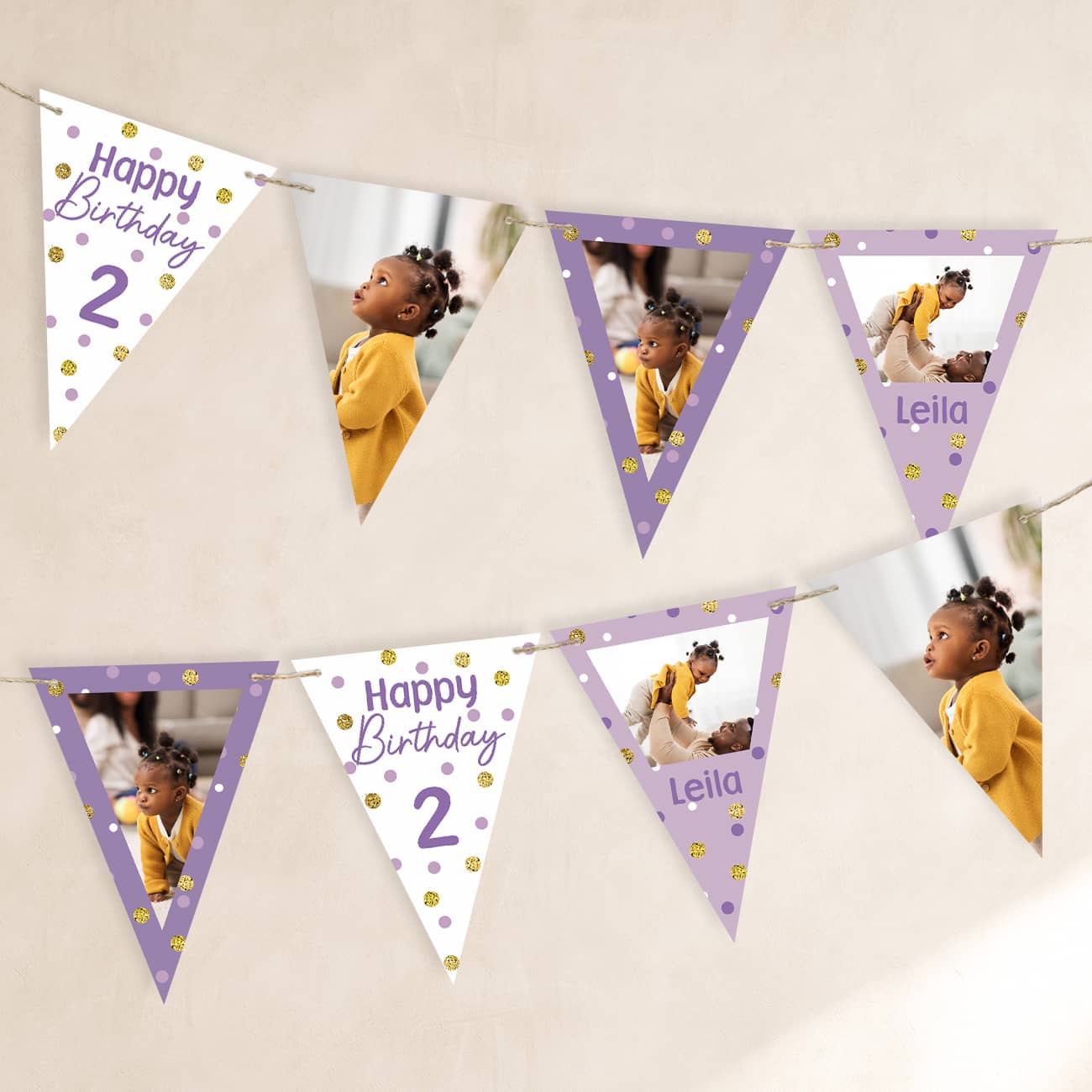 Wimpelkette mit Fotos zum Kindergeburtstag