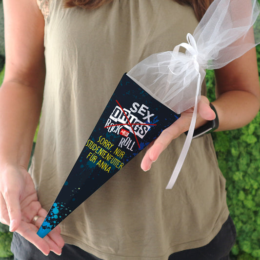 No Sex, Drugs and Rock'n Roll - kleine Zuckertüte mit Wunschtext