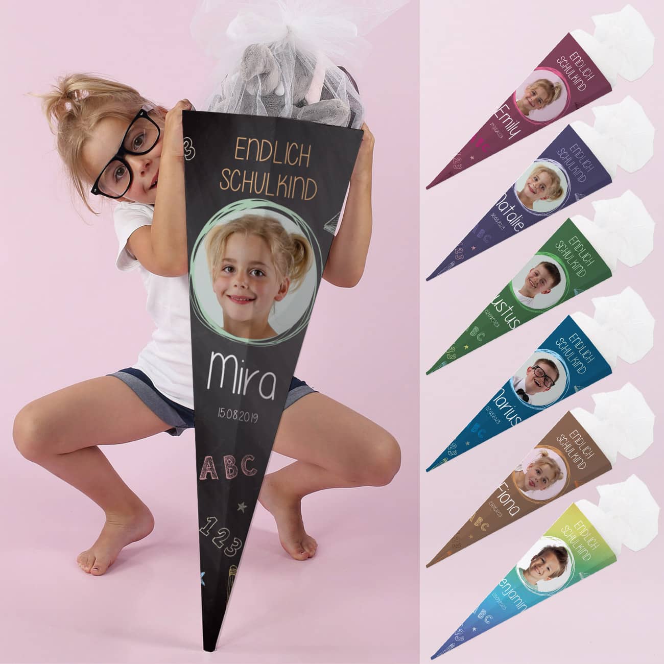 Schultüte Endlich Schulkind in vielen Farben