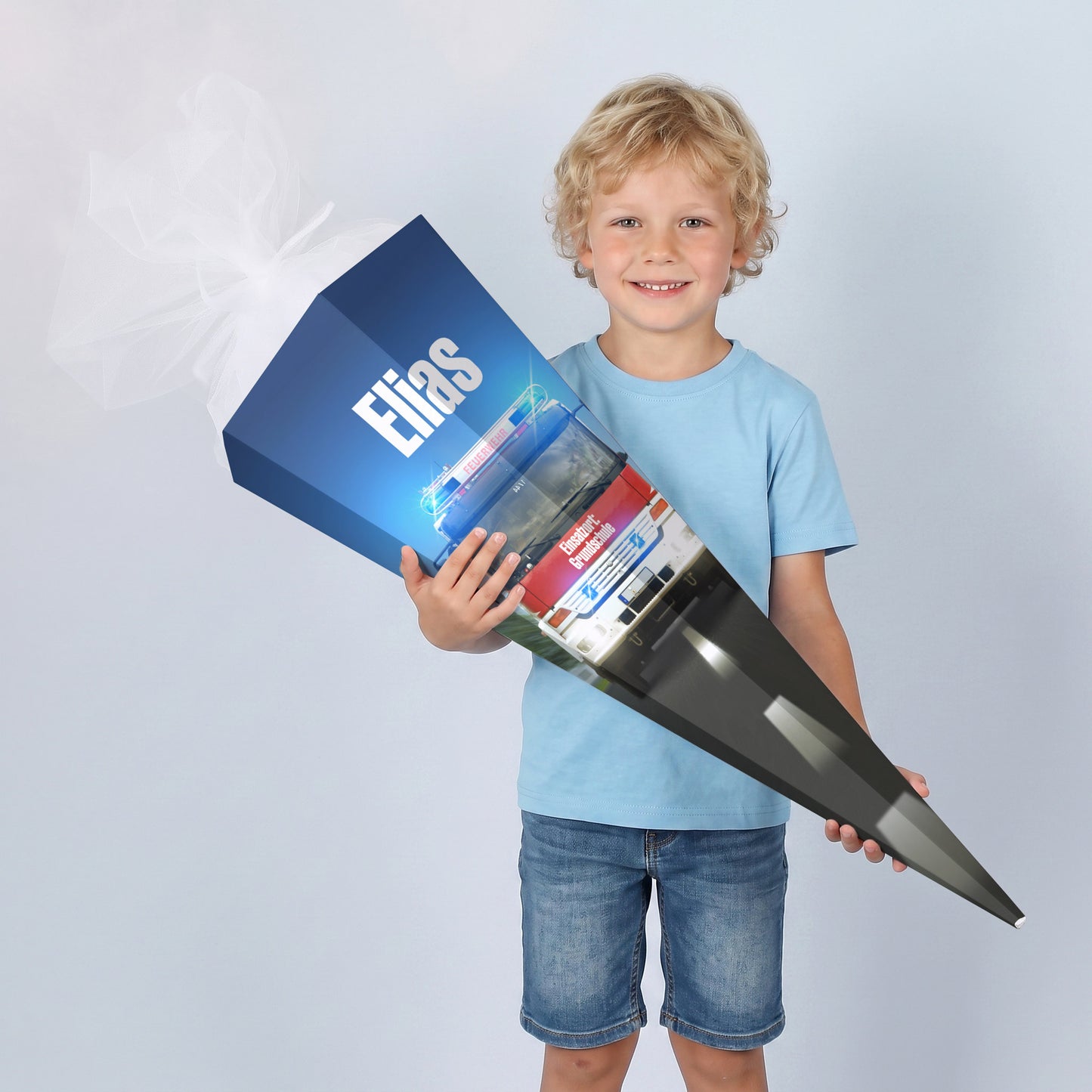 XL Schultüte zur Einschulung für kleine Feuerwehrfans mit Name und 2 Wunschzeilen