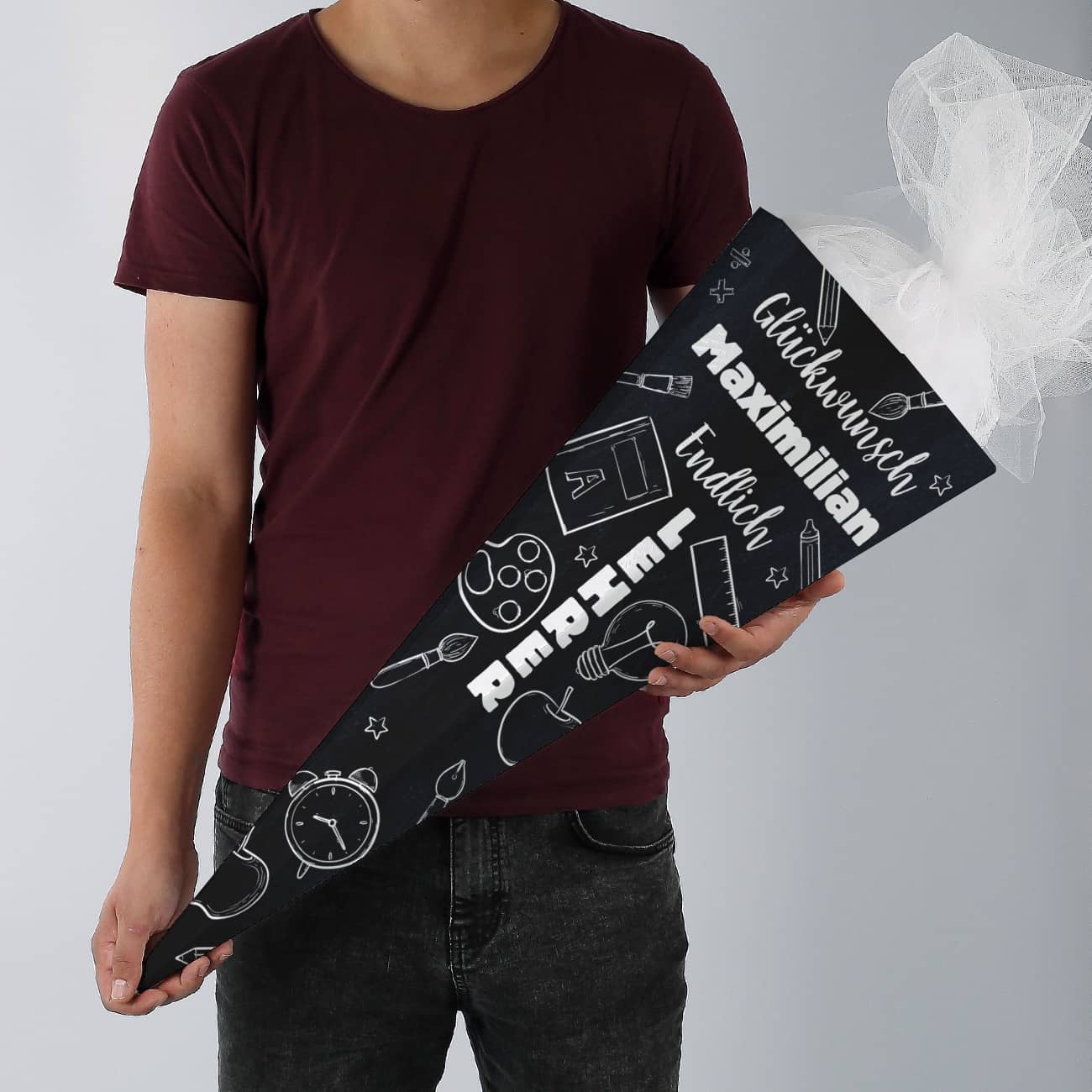 XL Schultüte - Endlich Lehrerin oder Endlich Lehrer - mit Wunschname bedruckt